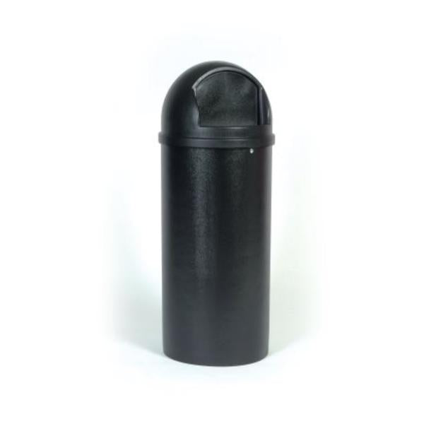 Can Trash Marshal Resin 25gal Hinge Lid Black Round Each